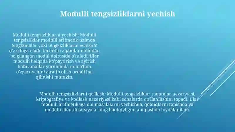 Modulli Tengsizliklarni Yechish 4