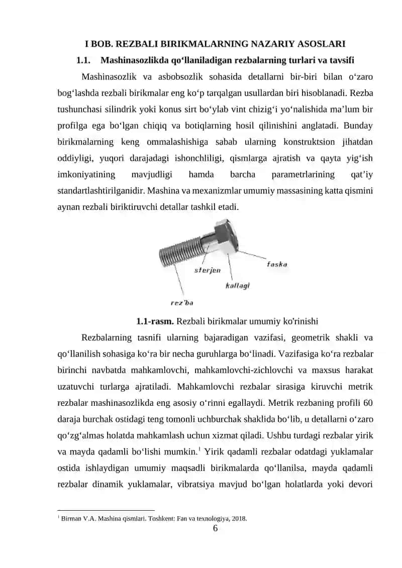 Rezbali birikmalarning nazariy asoslari 4
