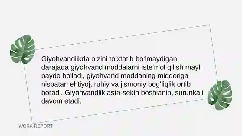 Giyohvandlik va uning asoratlari. Sedativ dori vositalari 4