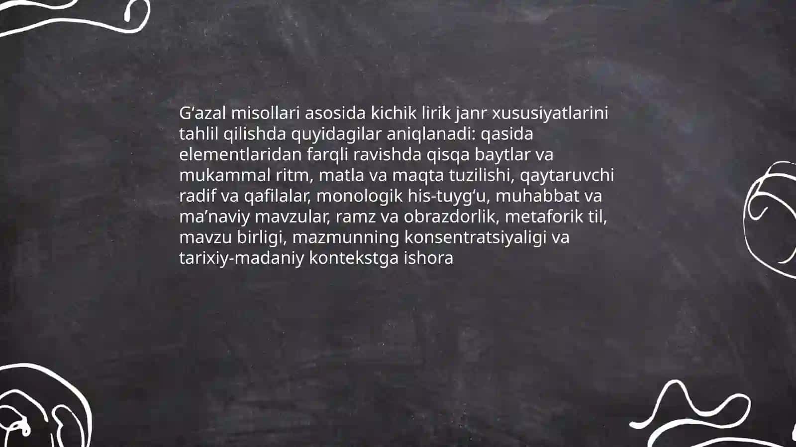 Kichik lirik janrlarni o'rganish misollar asosida tahlil qilish 4