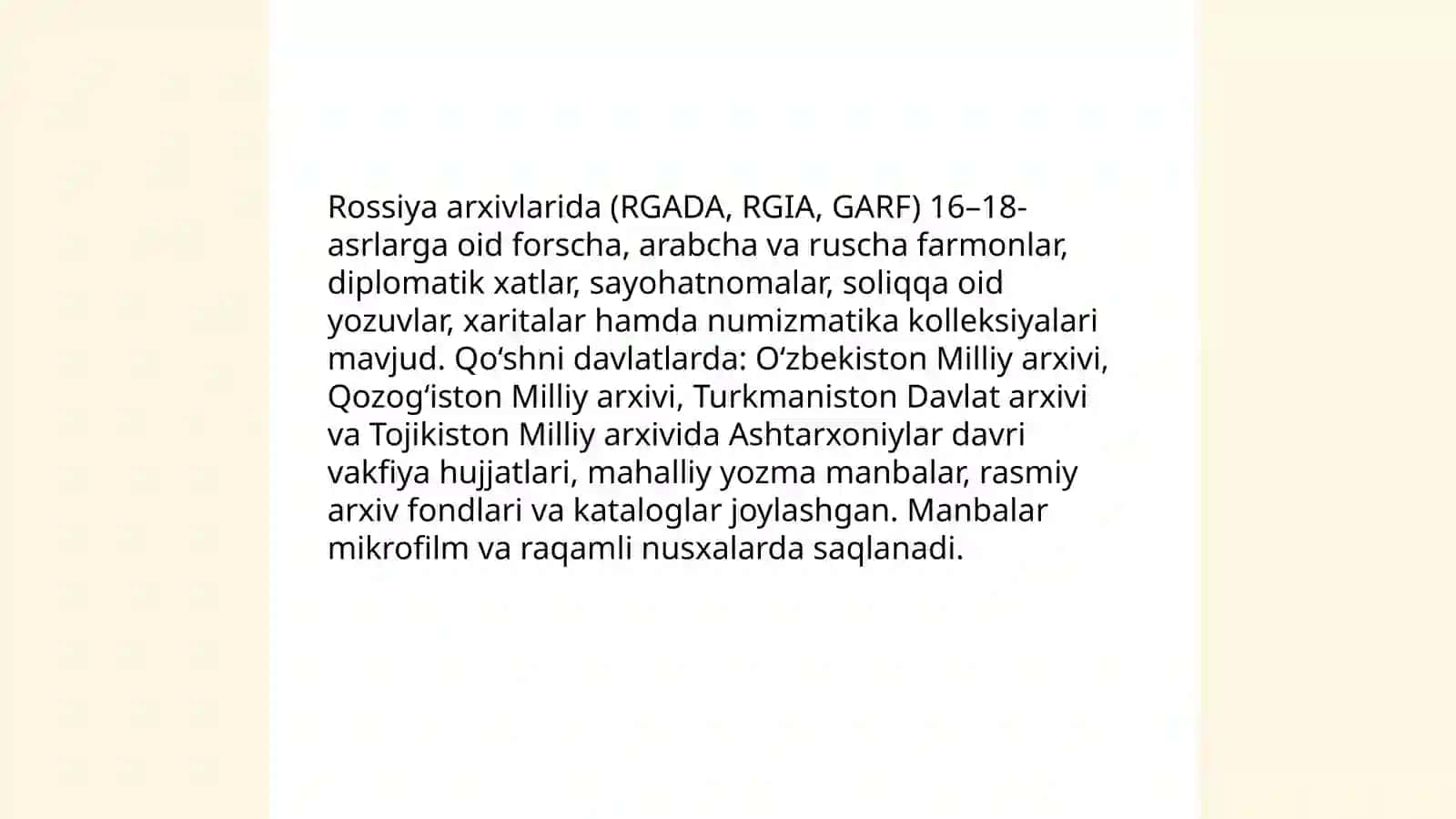 Ashtarxoniylar davri oid manbalar va adabiyot tahlili 4