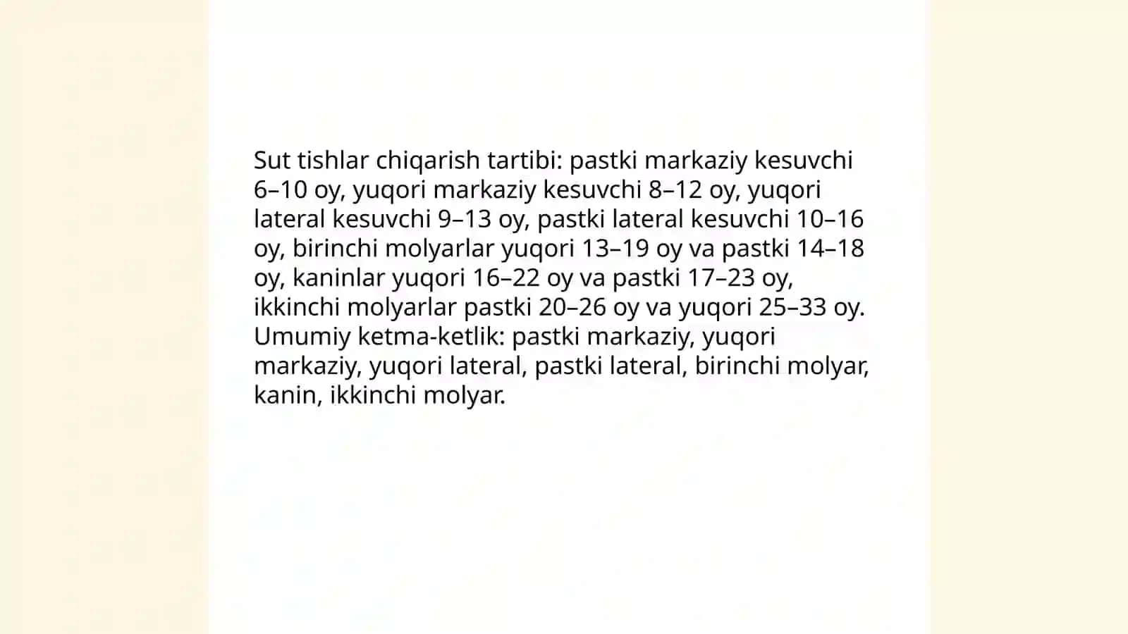 Tishlarni Chiqishi va Sut Tishlar Eruptsiyasi 4