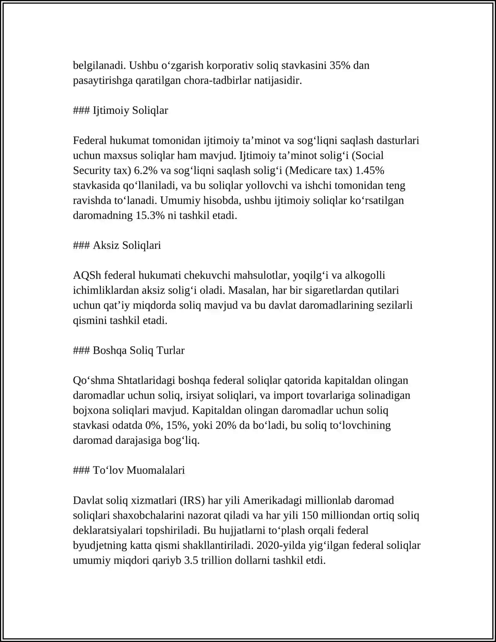 AMERIKA QO‘SHMA SHTATLARI SOLIQ TIZIMI VA UNING O‘ZIGA XOS XUSUSIYATLARI 4