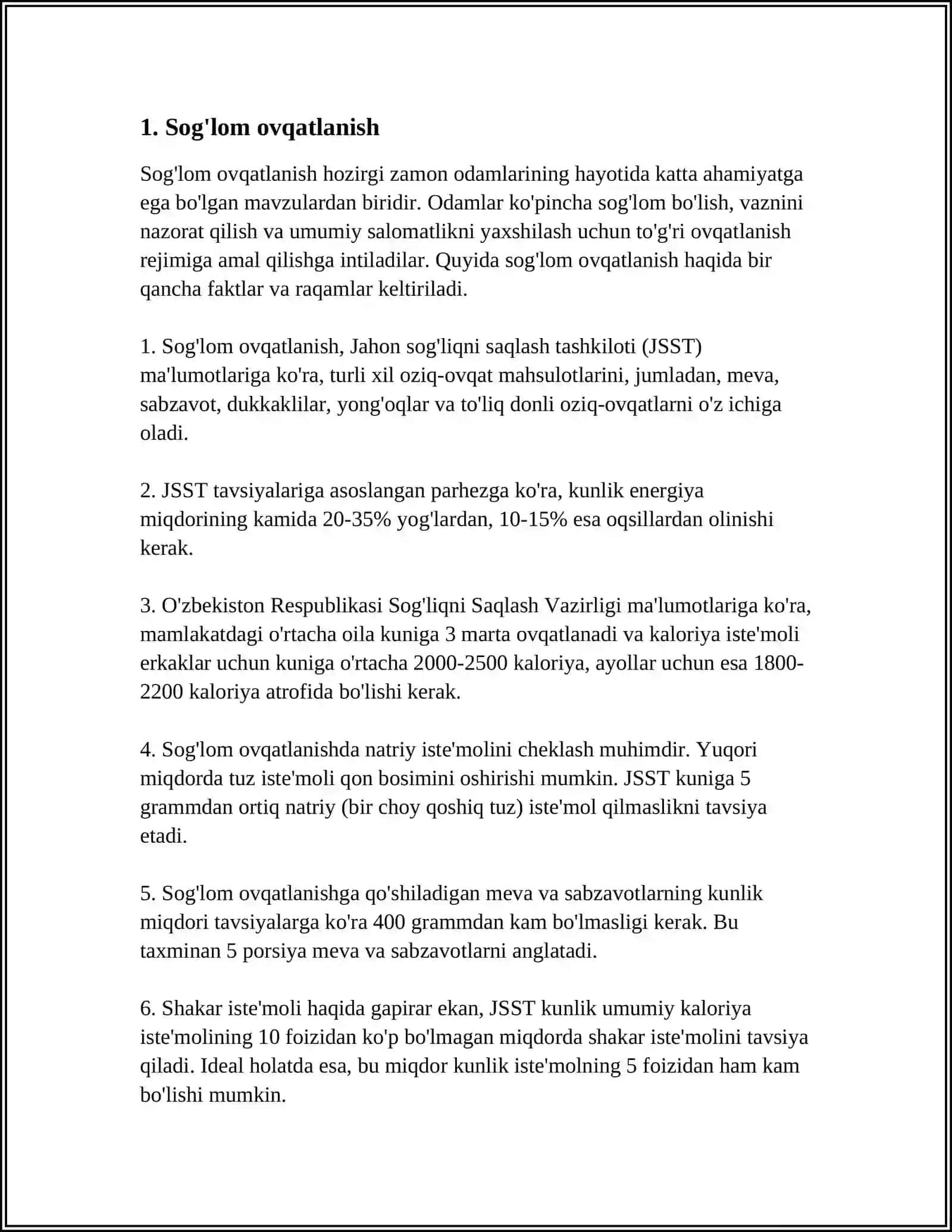 SOG'LOM TURMUSH TARZI 4