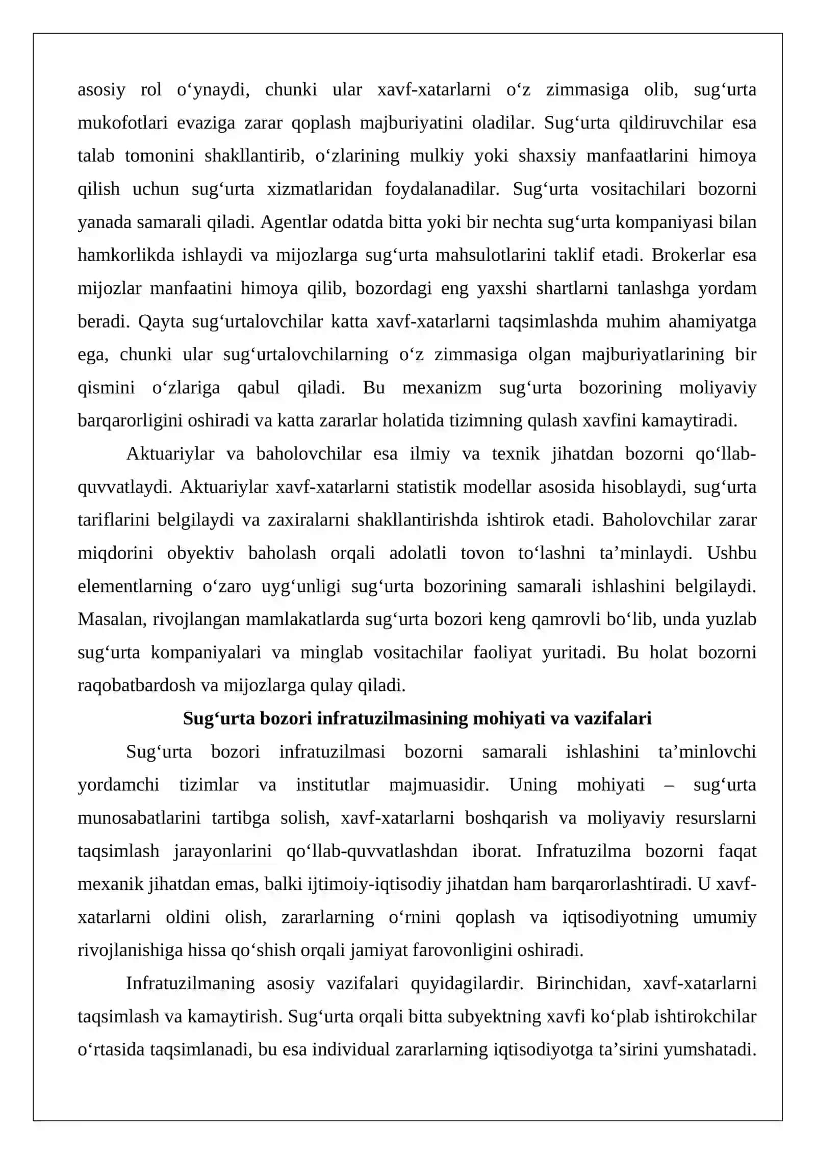 Sug‘urta bozori infratuzilmasi va uning sub’yektlari faoliyati 4