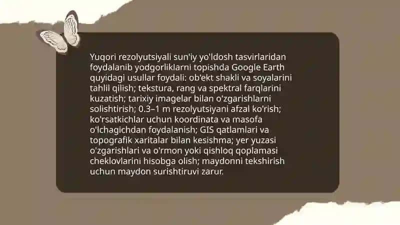 Google Earth dasturidan foydalangan holda tarixiy madaniy yodgorliklarni aniqlash 4