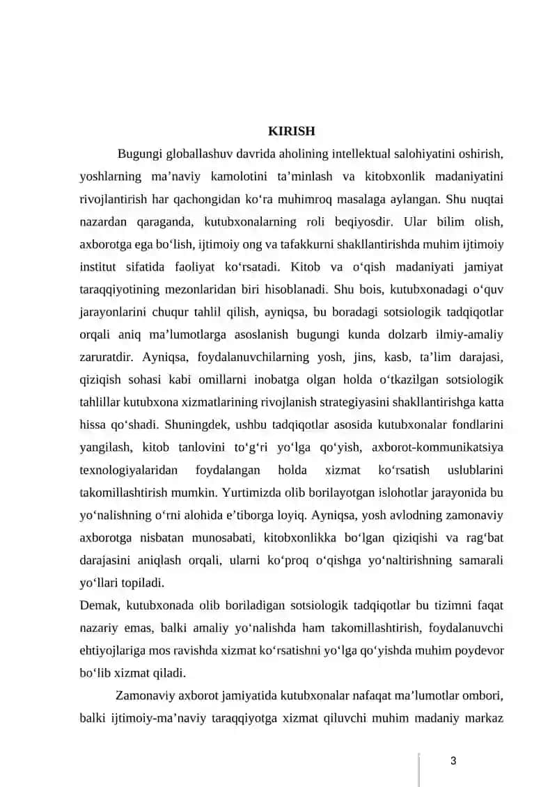 KUTUBXONALARDA KITOBLARNI O’RGANISH SOHASIDAGI SOTSIOLOGIK TADQIQOTLAR 4