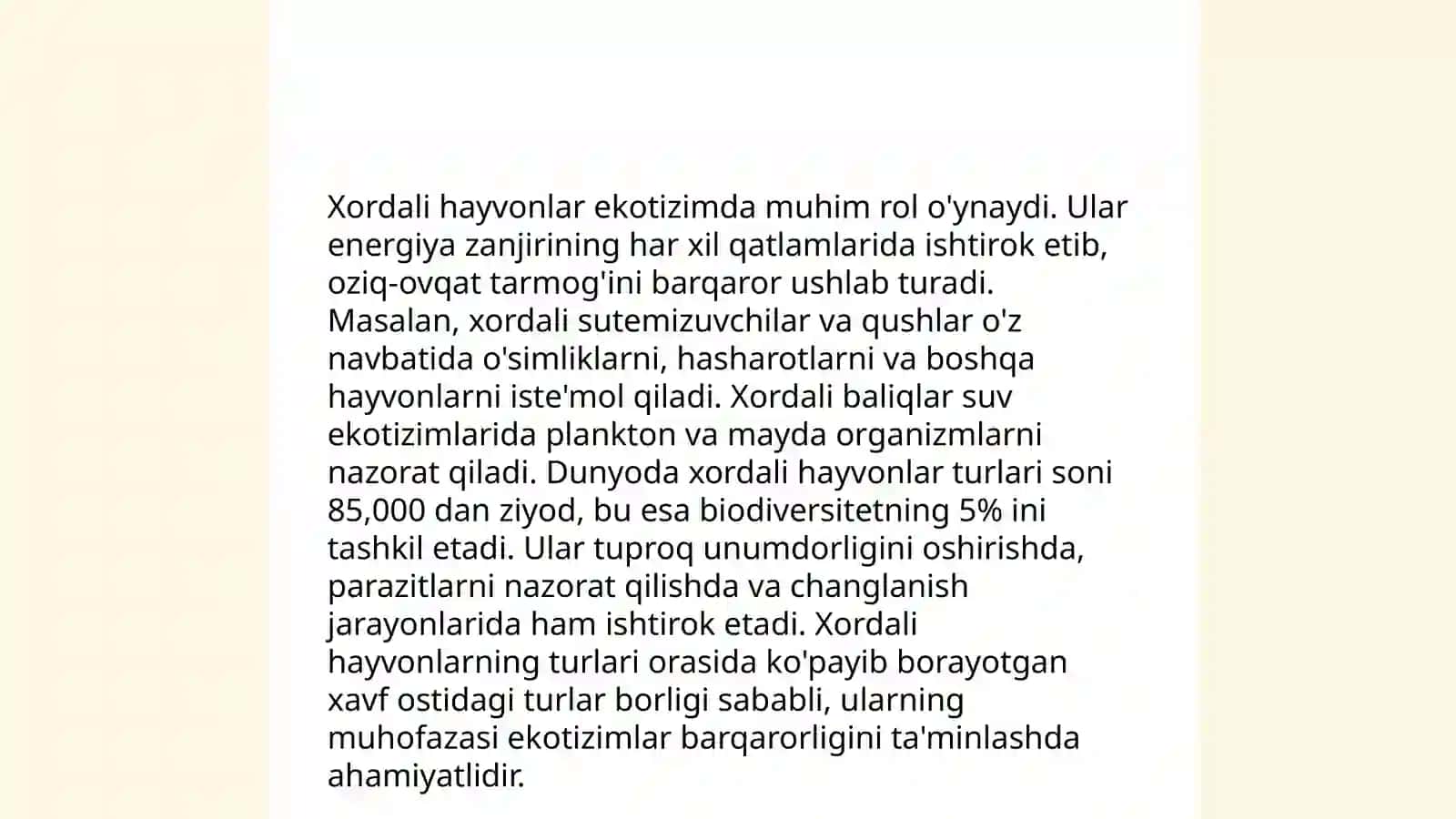 Biosferada xordali hayvonlarning tutgan oʻrni - Axmedov Diyorxon 4