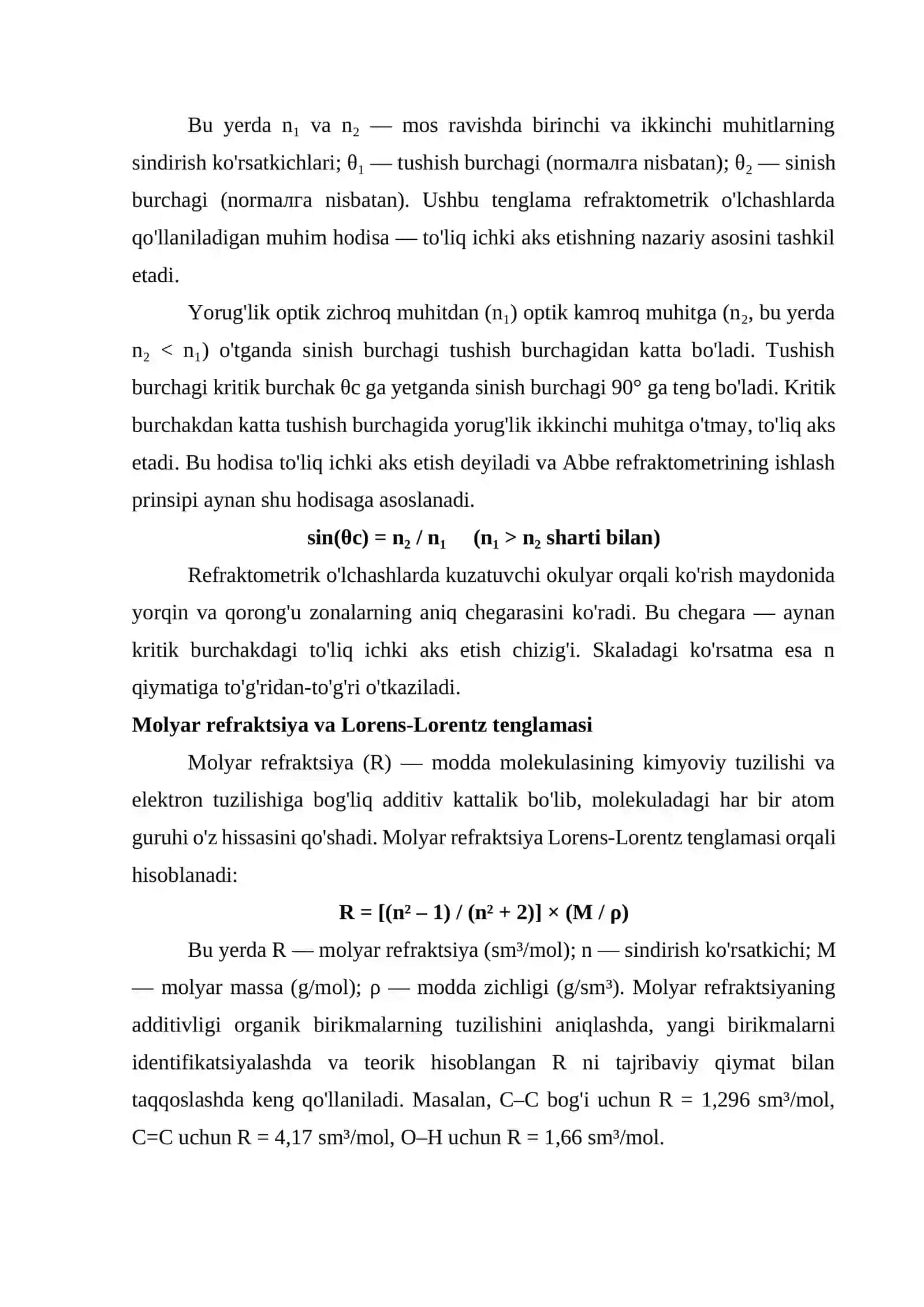 Refraktometriya usulida eritmalarning sindirish ko'rsatkichini aniqlash va konsentratsiyani hisoblash. 4