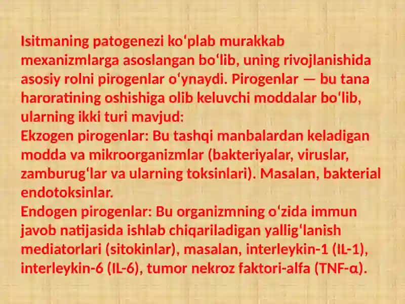Isitma: Patogenez, Etiologiya va Diferensial Diagnostika 4