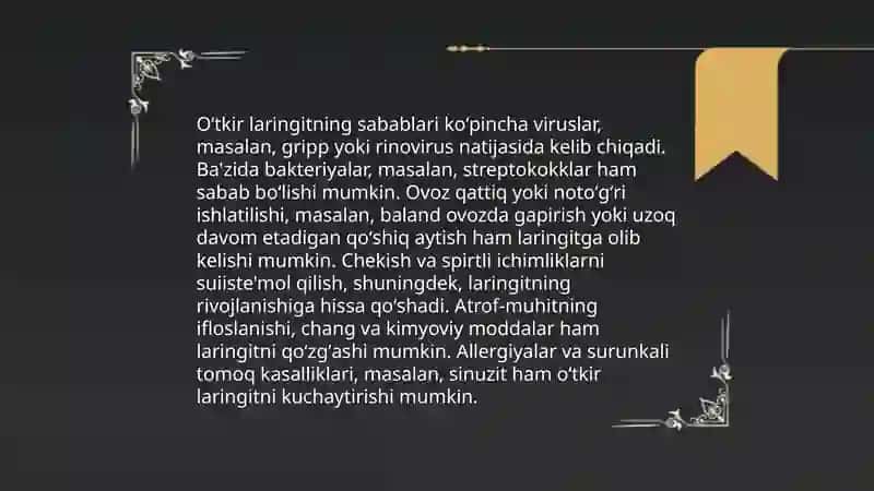 Oʻtkir laringit burmalar osti laringiti hiqildoq difteriyasi 4