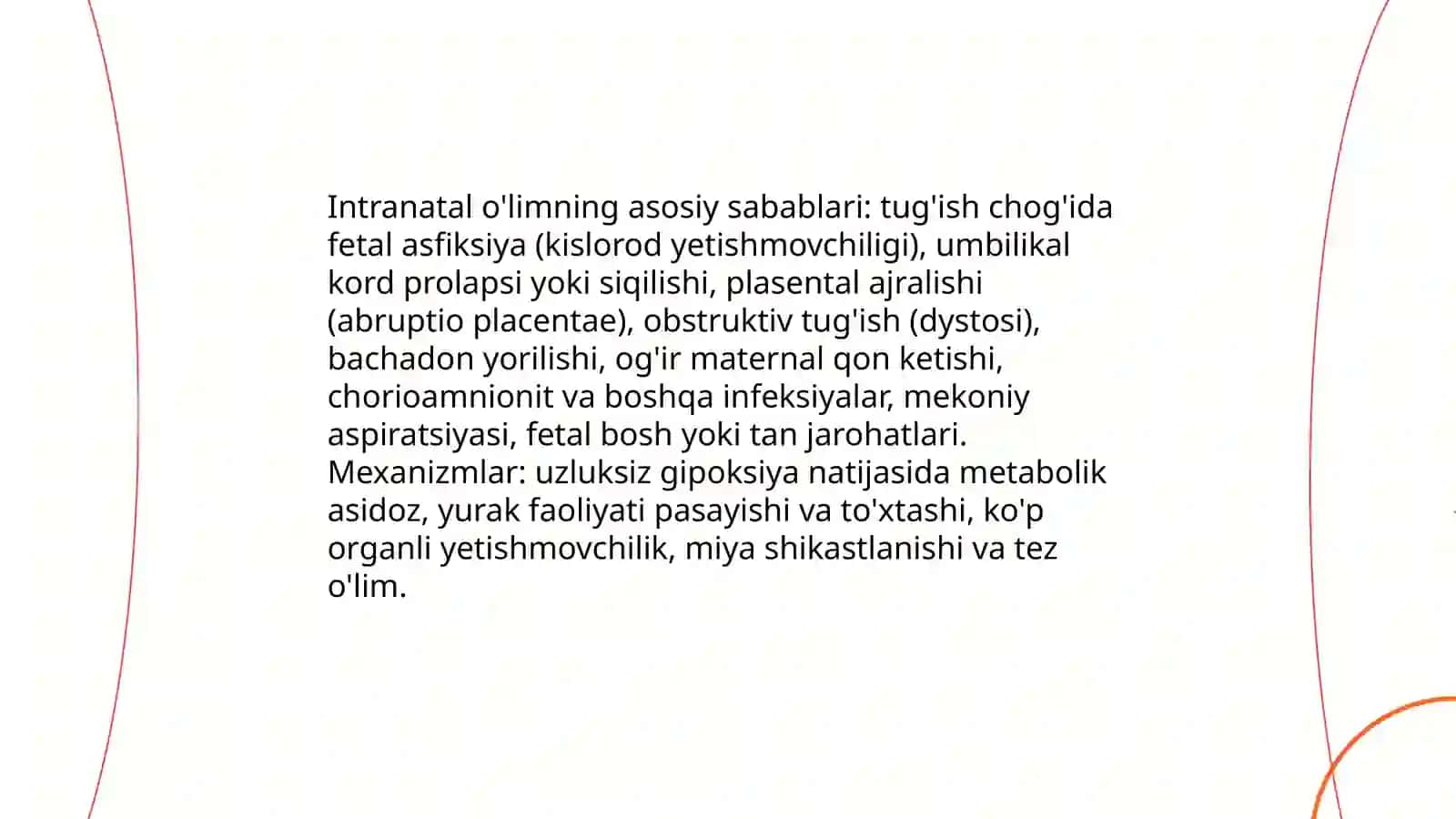 Pre-, intra-, postnatal davrlarda go'daklar o'limining xususiyatlari 4
