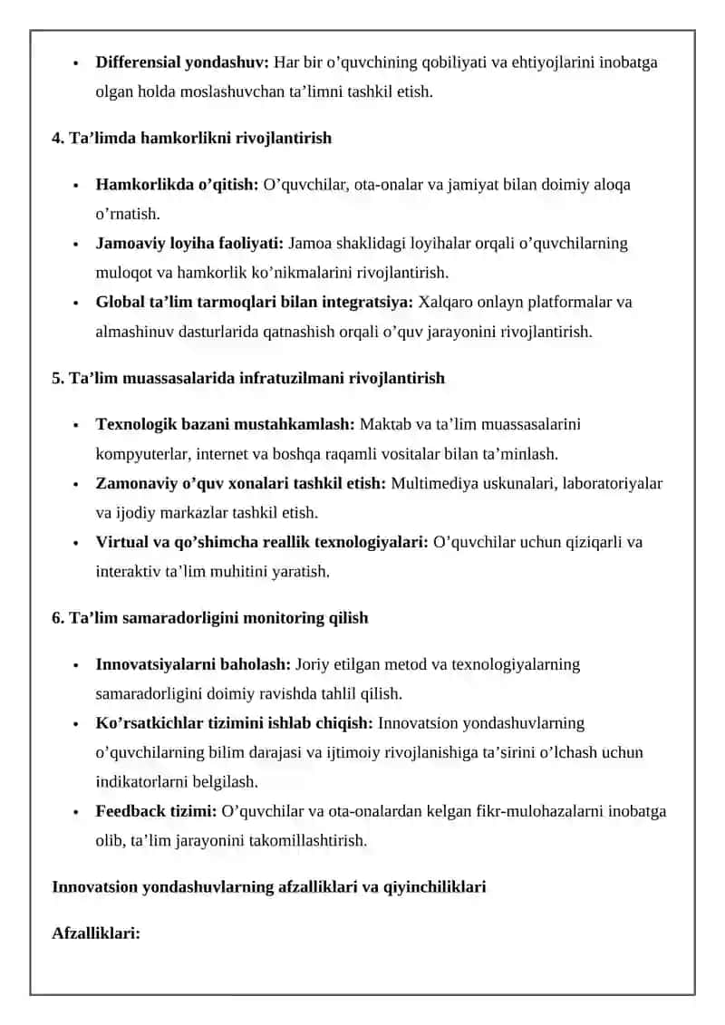 Innovatsiyalarni ta’lim jarayoniga tadbiq etishning tashkiliy pedagogik asoslari 4