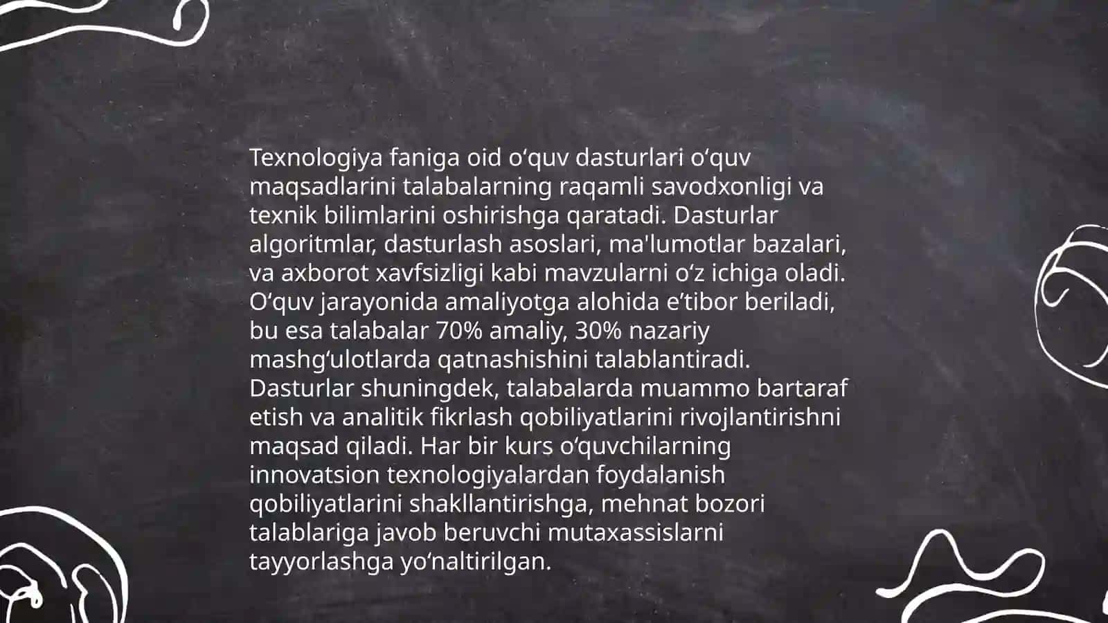 Texnologiya faniga oid oʻquv dasturlarini tahlil qilish 4