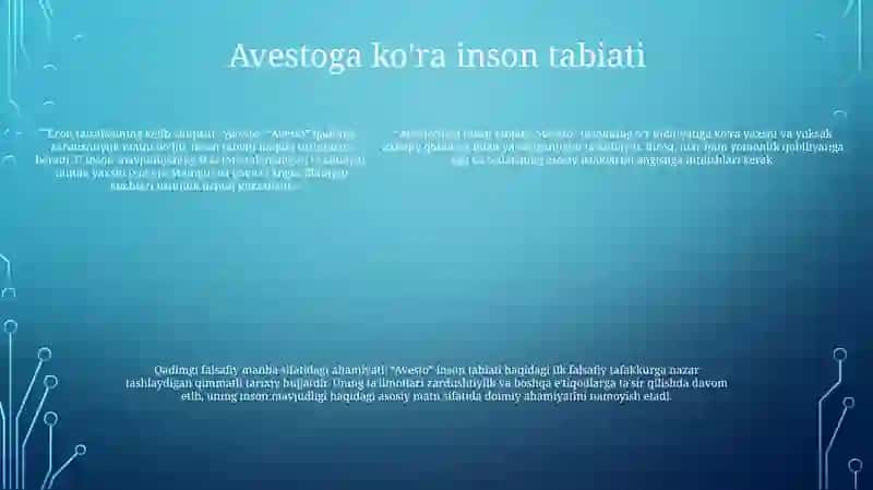 Avesto Qadimgi Davrda Markaziy Osiyoda Rivojlangan Inson Tabiat, Jamiyat Va Davlatchilik Haqidagi Falsafiy GʻOyalarning Ilk Manbasi Sifatida 4