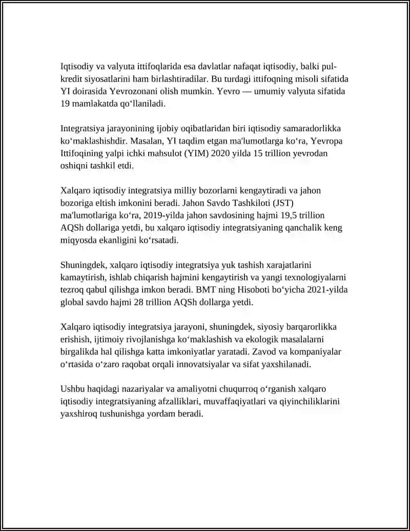 Xalqaro iqtisodiy integratsiya: nazariy asoslari va turlari 4