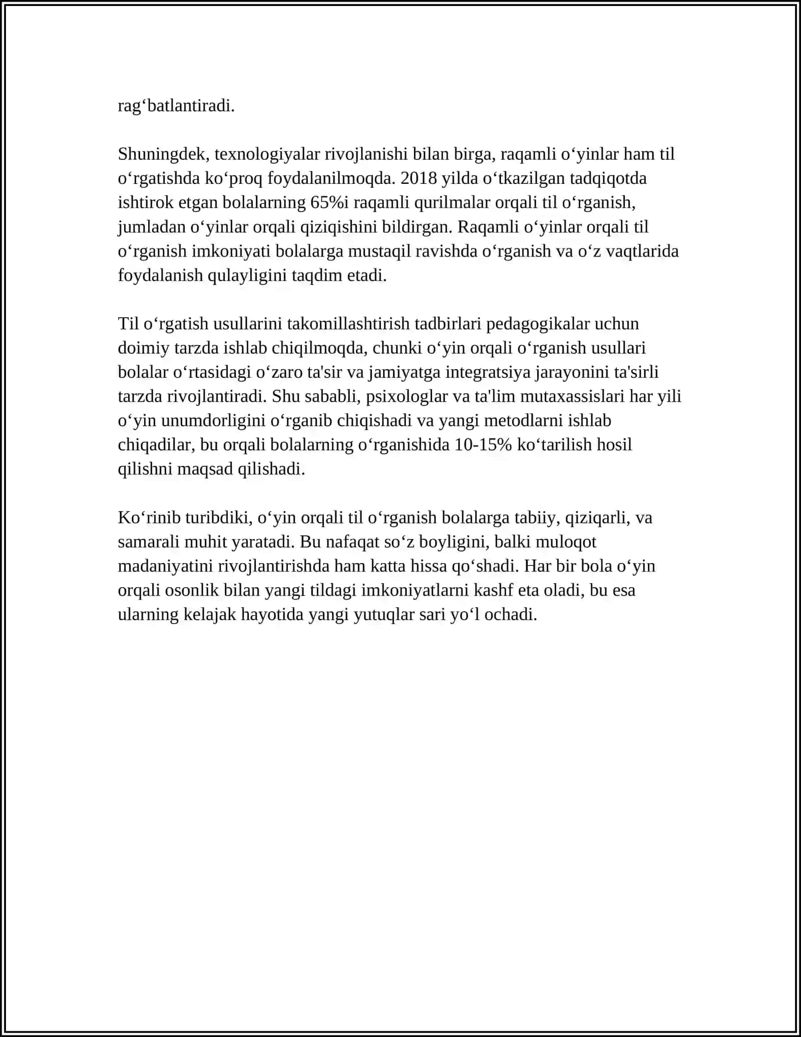 O‘YIN FAOLIYATINING BOLA RIVOJLANISHIDAGI AHAMIYATI 4