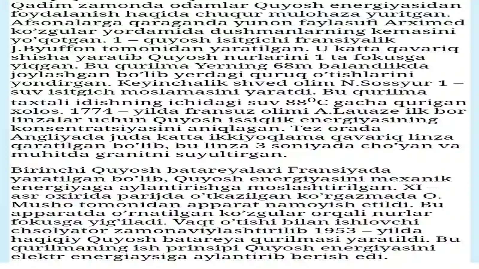 Quyosh bateriyalarining ishlash prinsipi. Quyosh panellari va ularning ulanishi 4