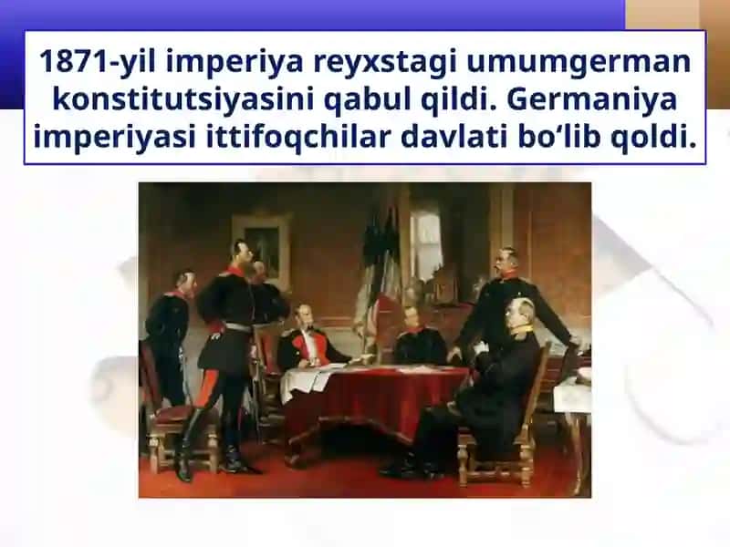 XIX asr oxiri — XX asr boshlarida Germaniya. Imperiyaning tashkil topishi 4