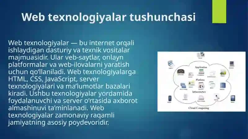 Web texnologiyalar va ulardan foydalanish haqida umumiy ma’lumotlar 4