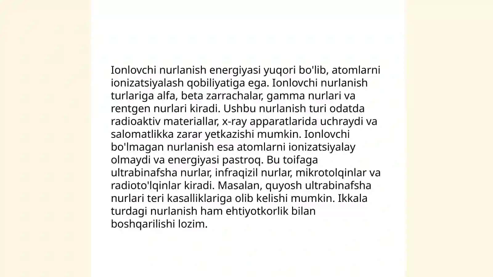 Radiatsiya hayot, radiaktiv va rengen nurlarini kash etilishi 4