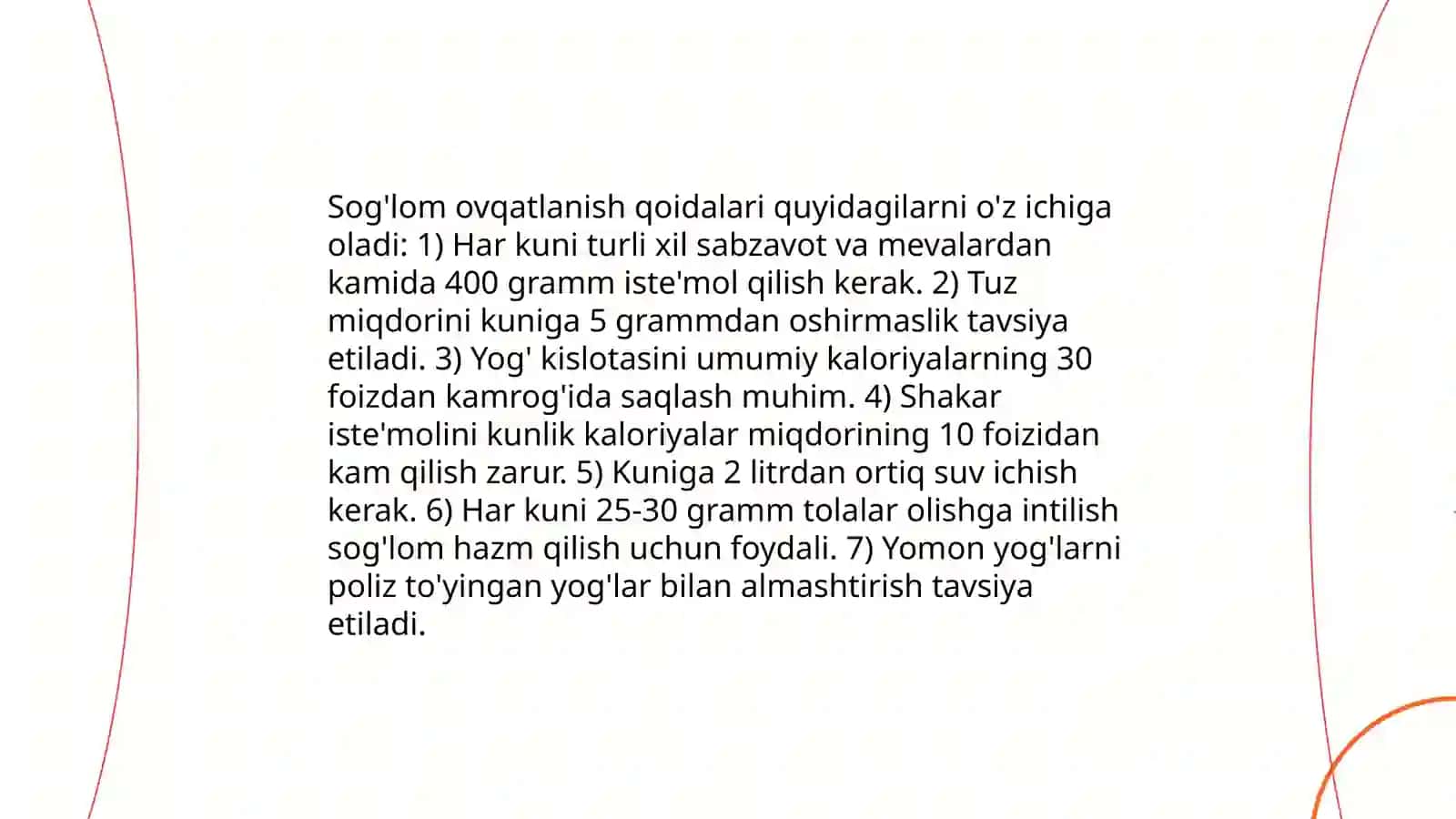 Ovqatlanish gigiyenasi. Ovqatlanish ratsionini tuzish metodlari 4