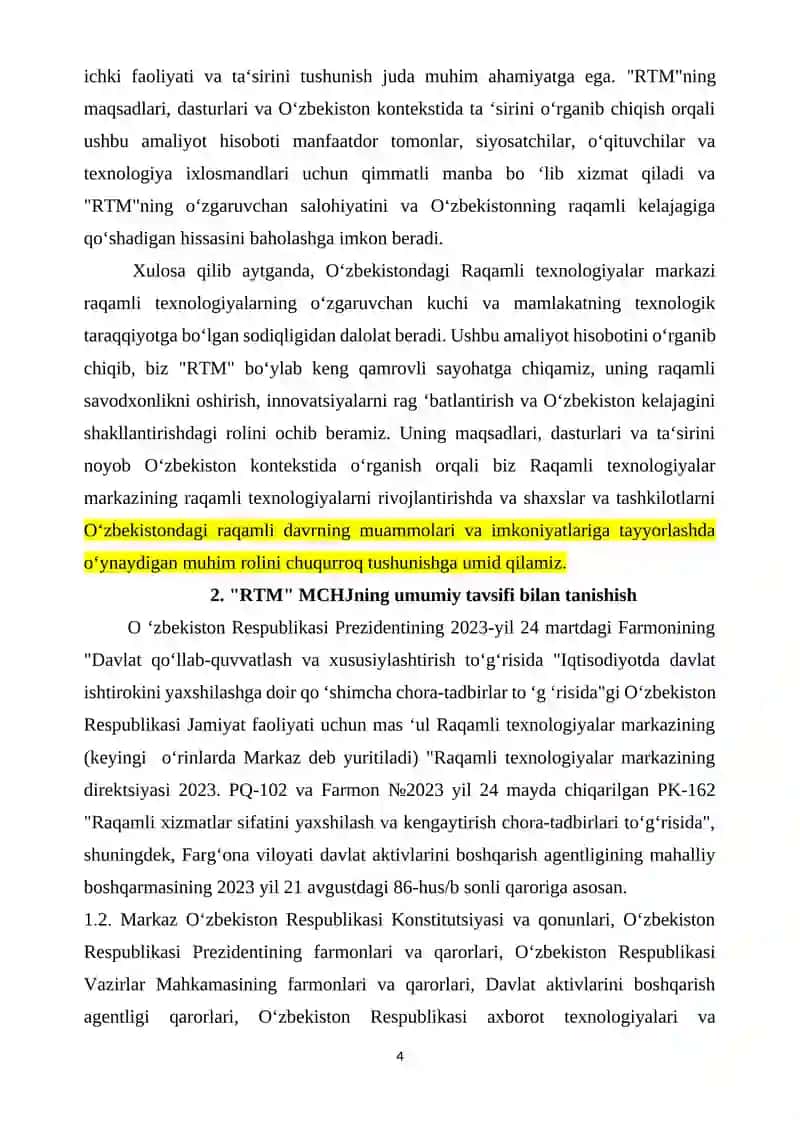 "Raqamli Texnalogiyalar Markazi" MCHJ 4