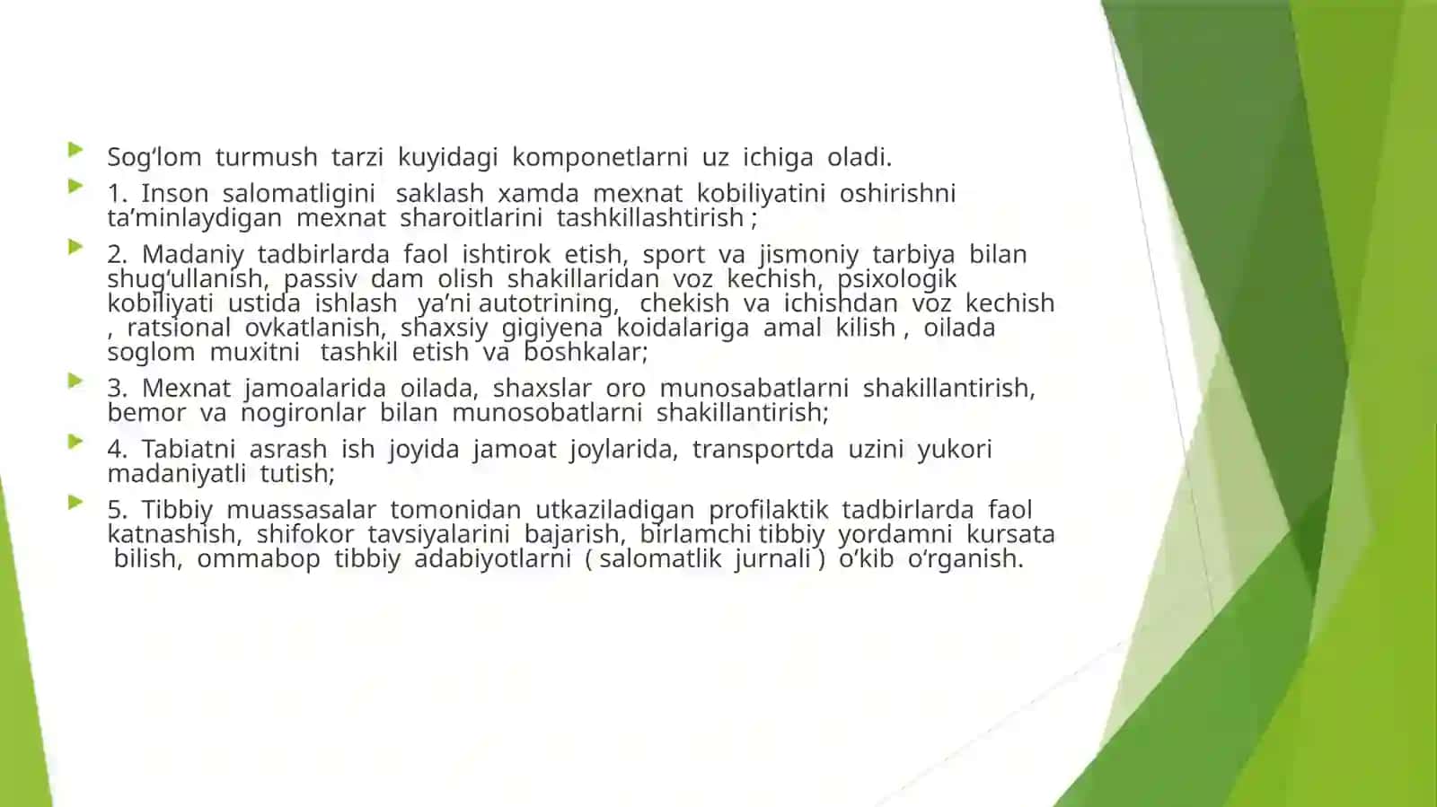 Soĝlomturmush tarzini shakillantirishda shifokorning òrni 4