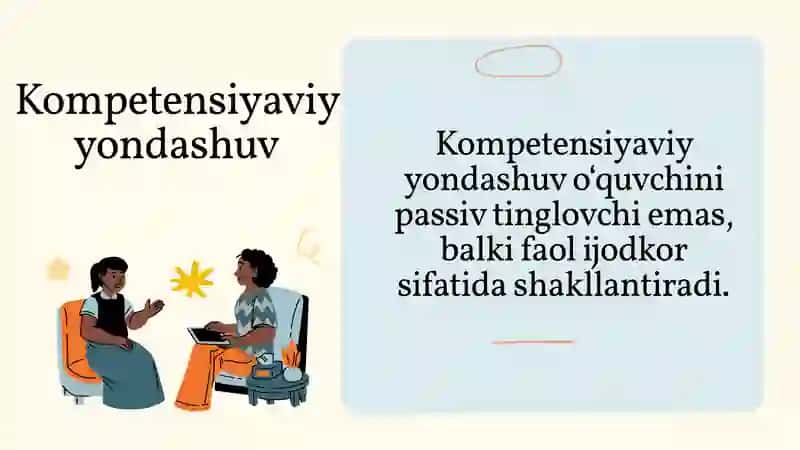 Mavzu: Texnologiya fanidan mashgʻulotlarni tashkil qilishning zamonaviy kompetensiyalari 4