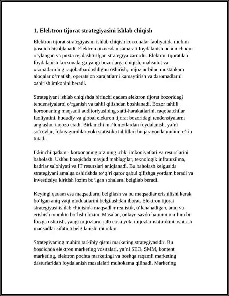 KORXONALAR FAOLIYATIDA ELEKTRON BIZNESDAN FOYDALANISH 4