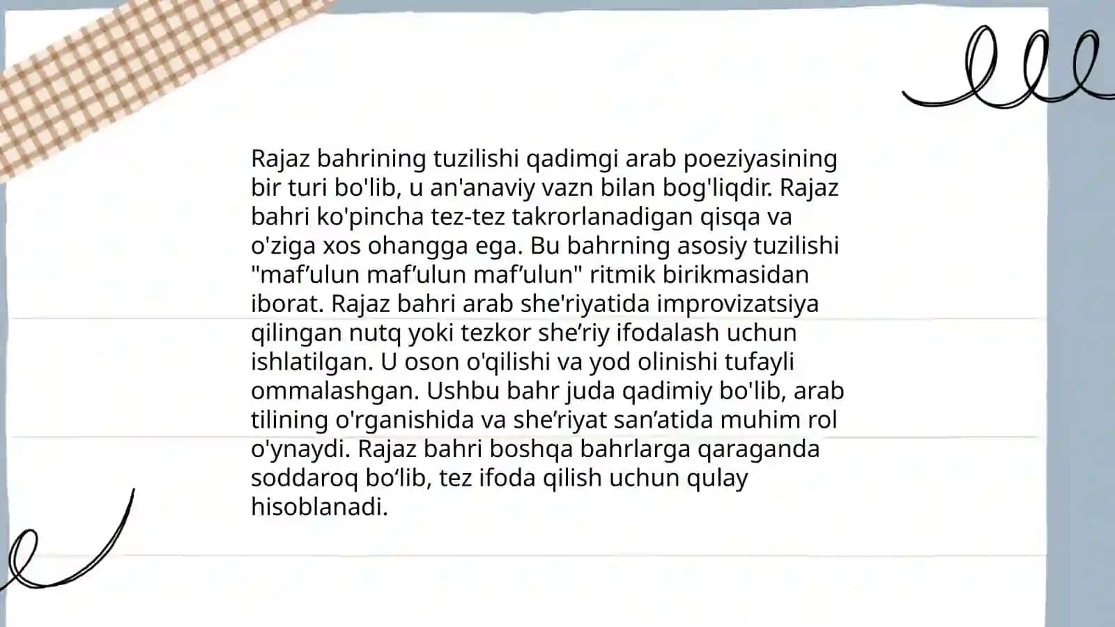 Rajaz bahri vaznlari 4