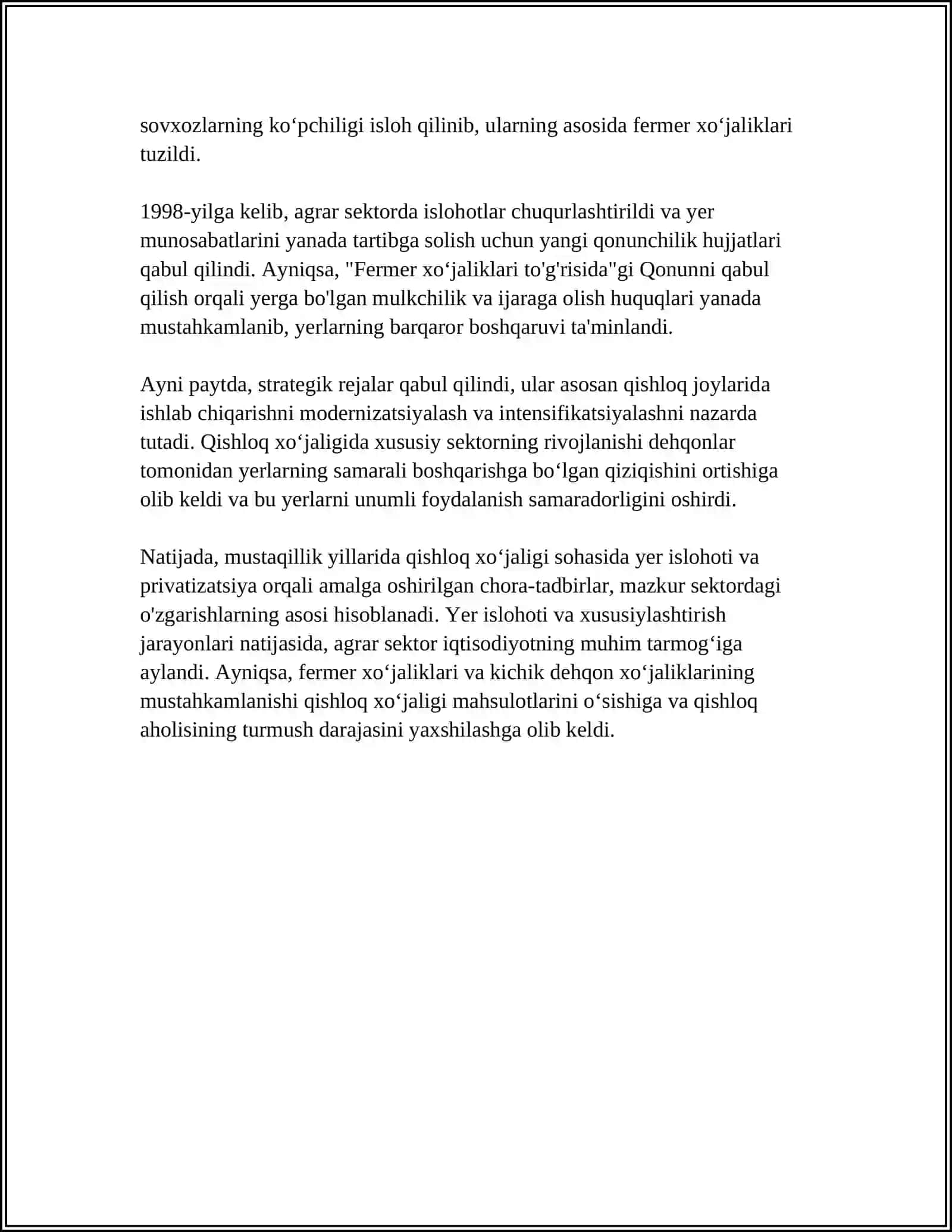 MUSTAQILLIK YILLARIDA QISHLOQ XOʻJALIGI VA SANOAT SOHASIDAGI OʻZGARISHLAR 4