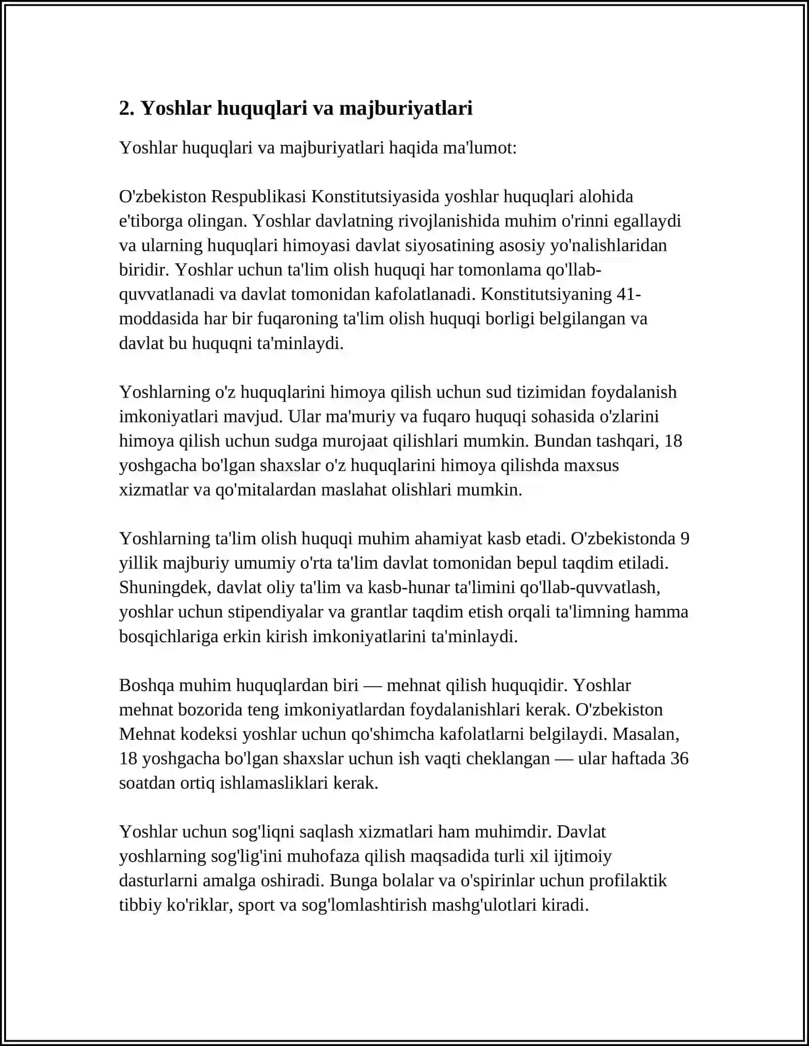 O'ZBEKISTONDA YOSHLARGA OID SIYOSATNING HUQUQIY ASOSLARI 4