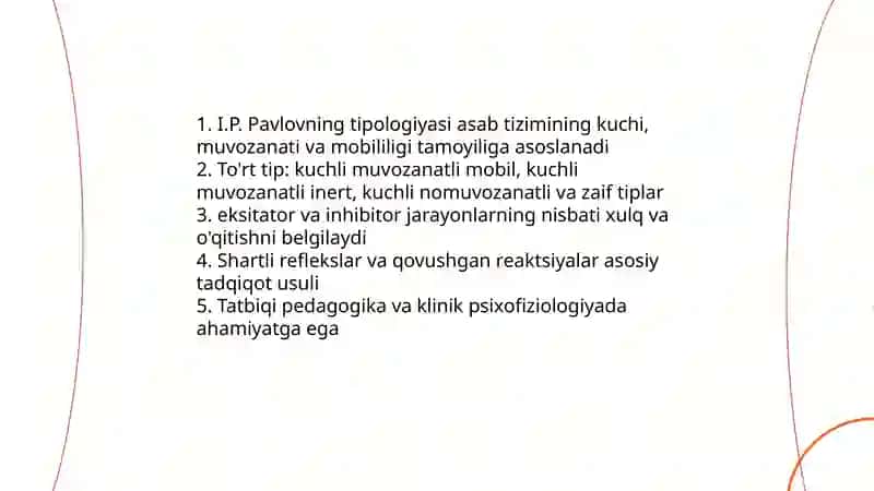 Oliy asab faoliyati tiplari 4
