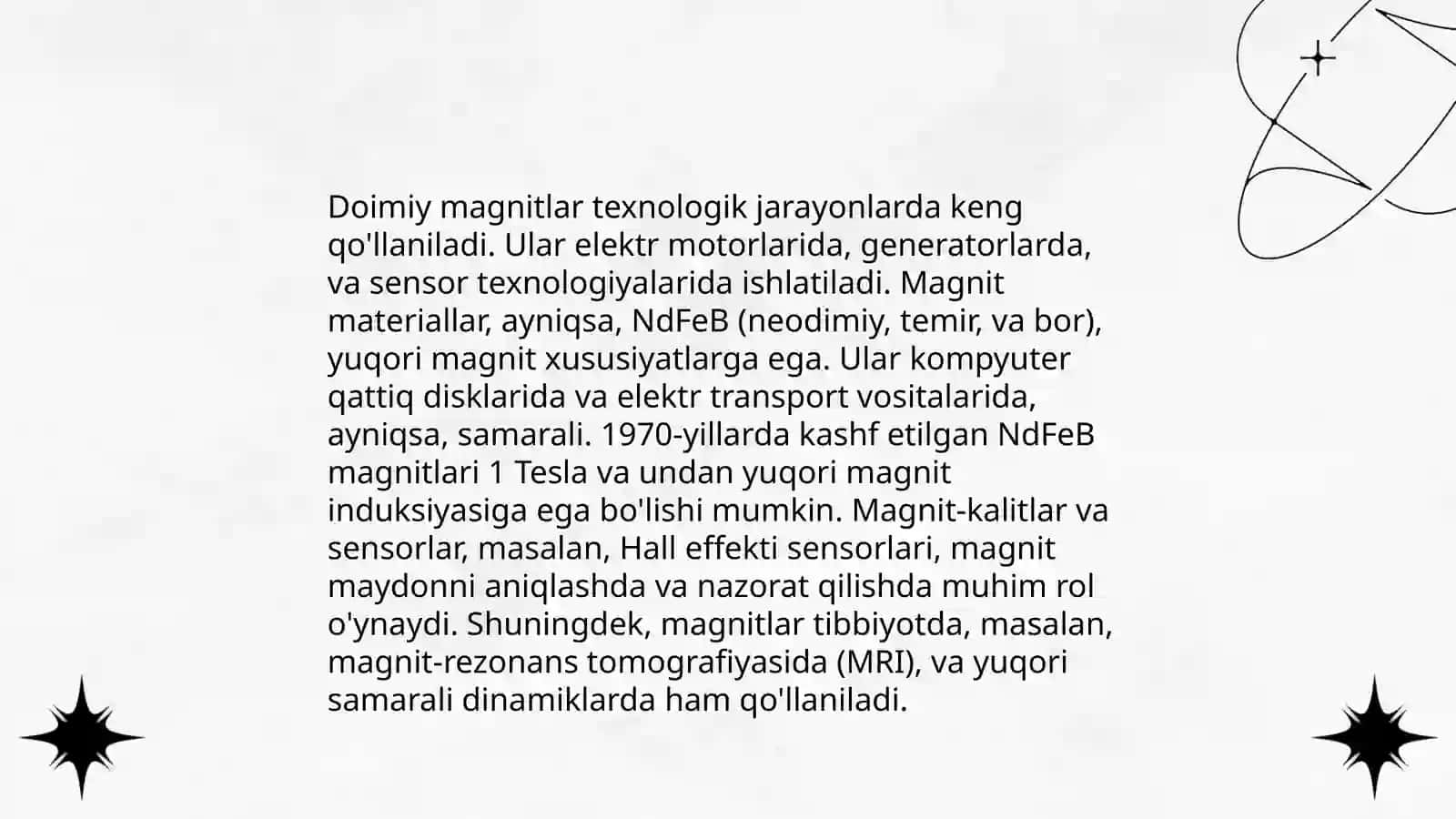 Magnitlar. Magnitlarning texnikalari va sanoatda qoʻllanilishi 4