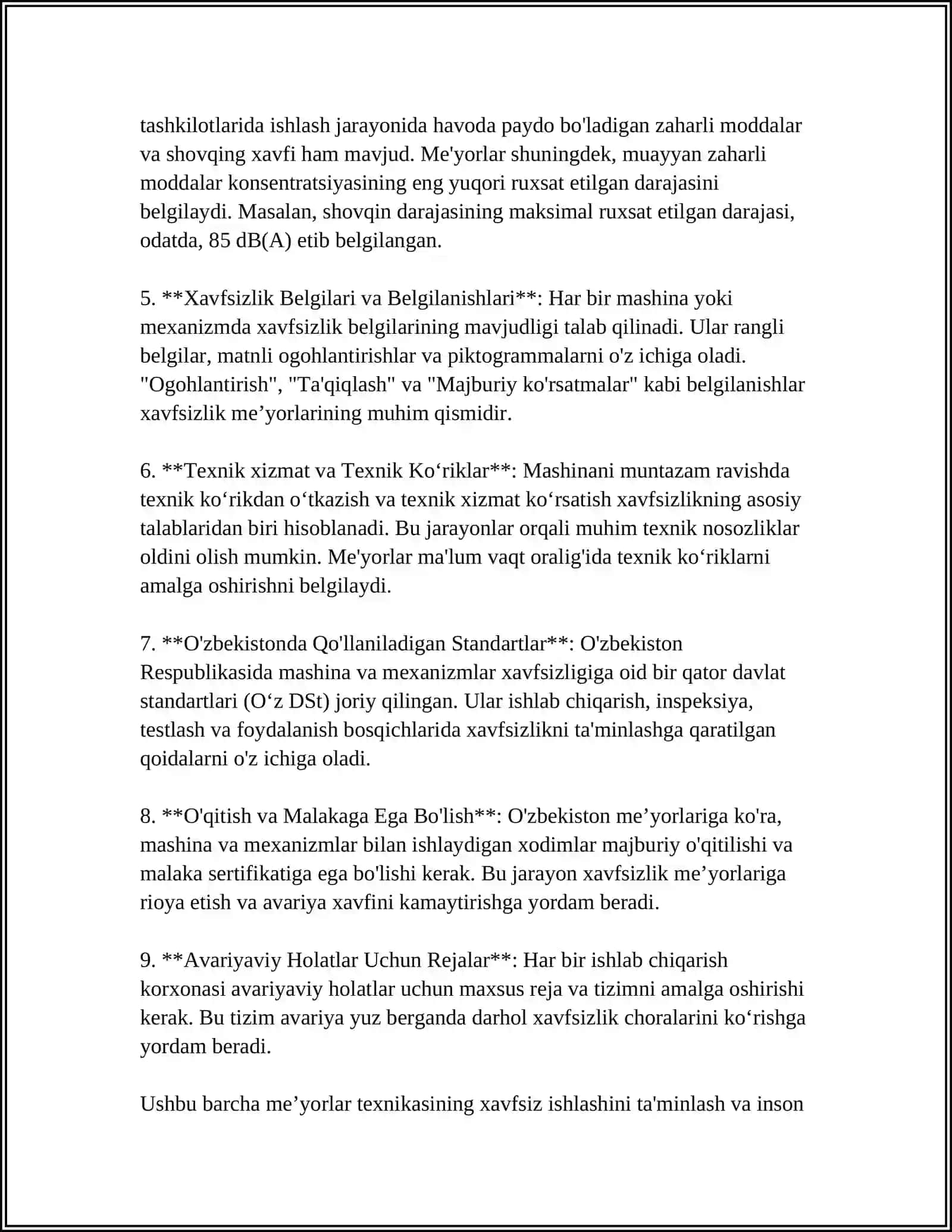 MASHINA MEHNIZMLARI UCHUN TEXNIKA XAFSILIGI TALABLARI KELTIRILADIGAN METORIY HUJJATLAR TIZIMI 4
