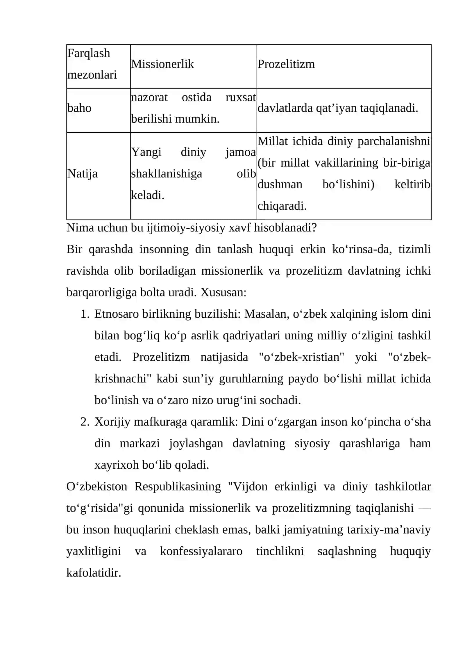 MISSIONERLIK VA PROZELITIZMNING IJTIMOIY SIYOSIY XAVFI VA UNING OLDINI OLISH MASALALARI 4