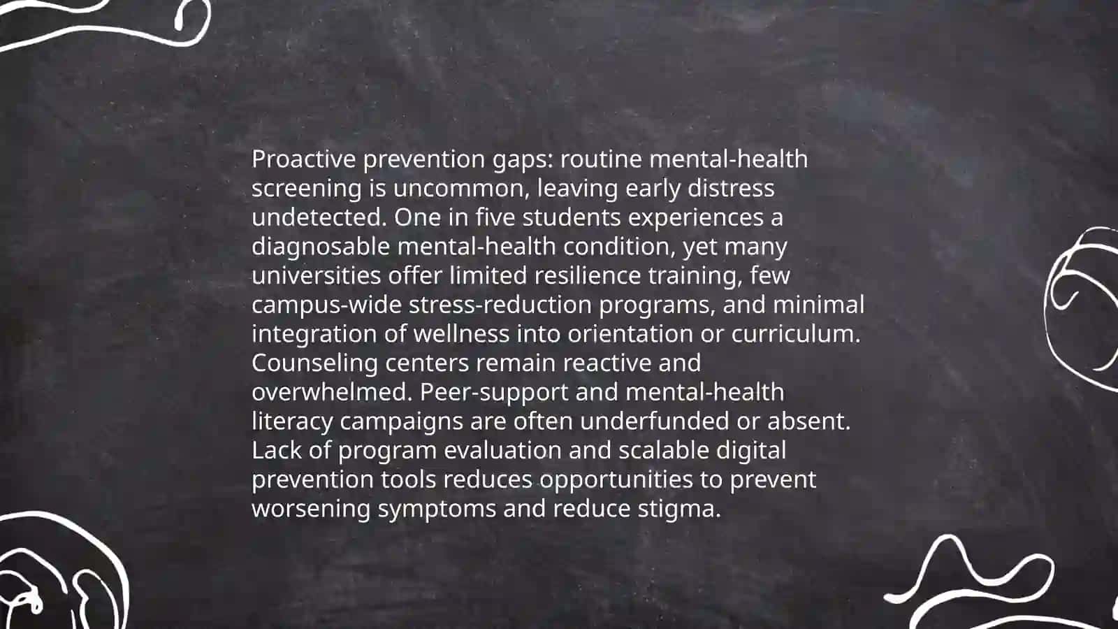 Insufficient on-campus counseling availability and long wait times 4