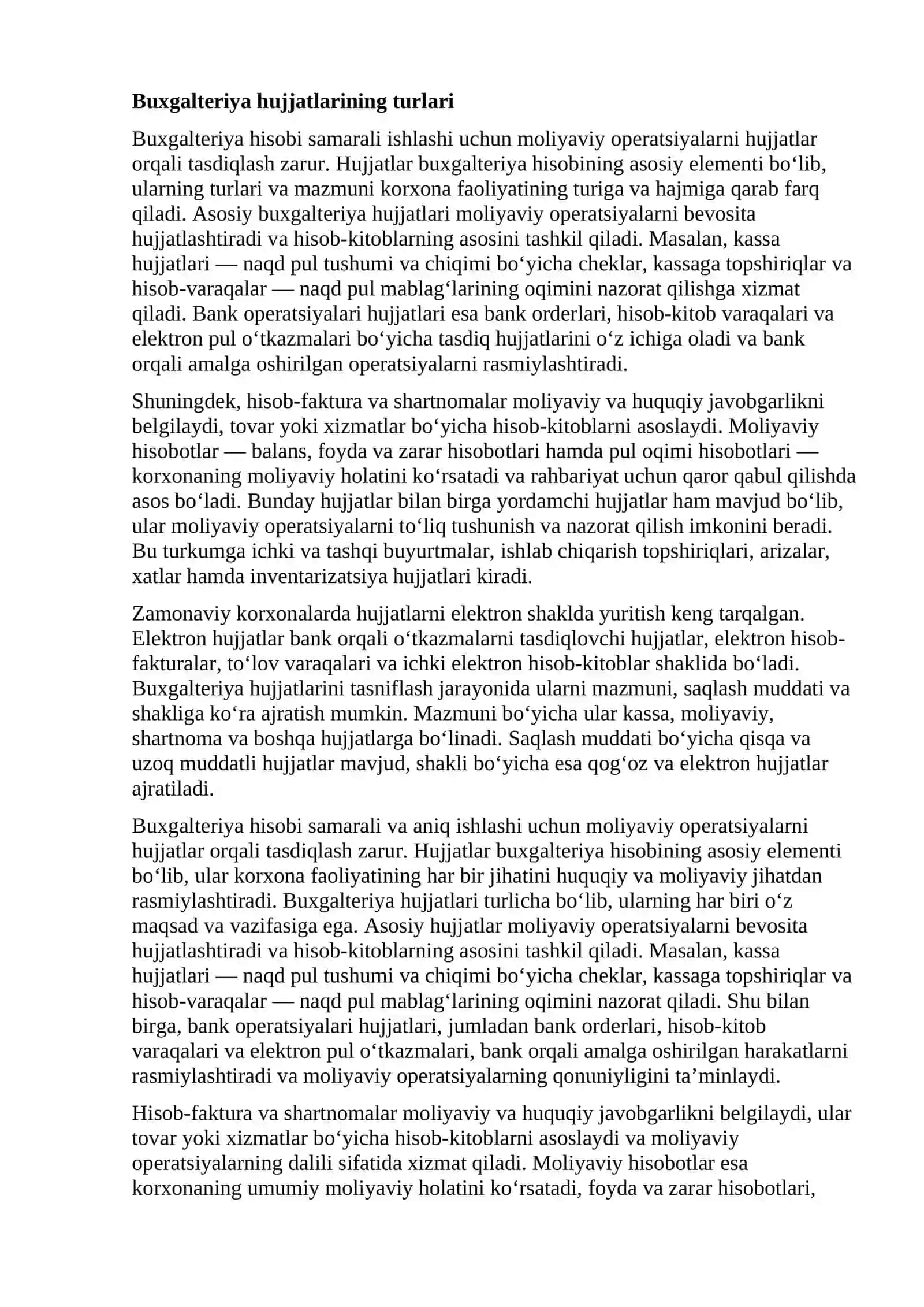 Buxgalteriya hujjatlarni to'g'ri rasmiylashtirish va turkumlash 4