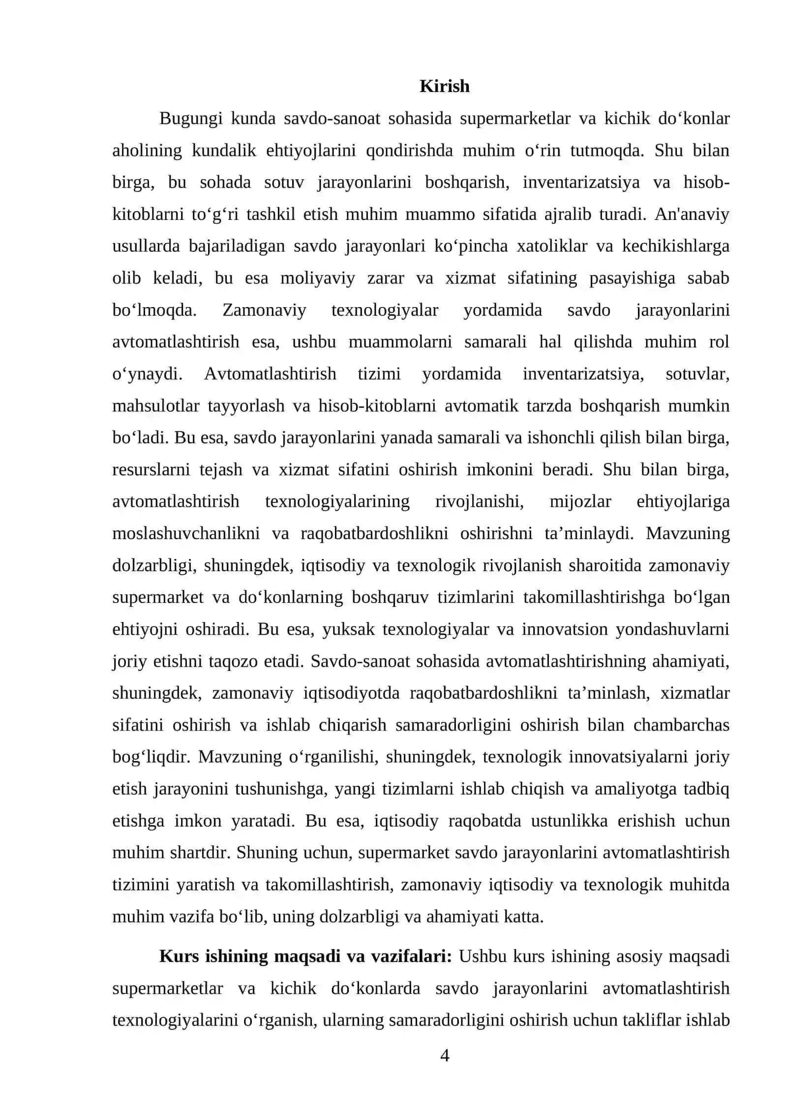 SUPERMARKET SAVDO JARAYONLARINI AVTOMATLASHTIRISH TIZIMI 4