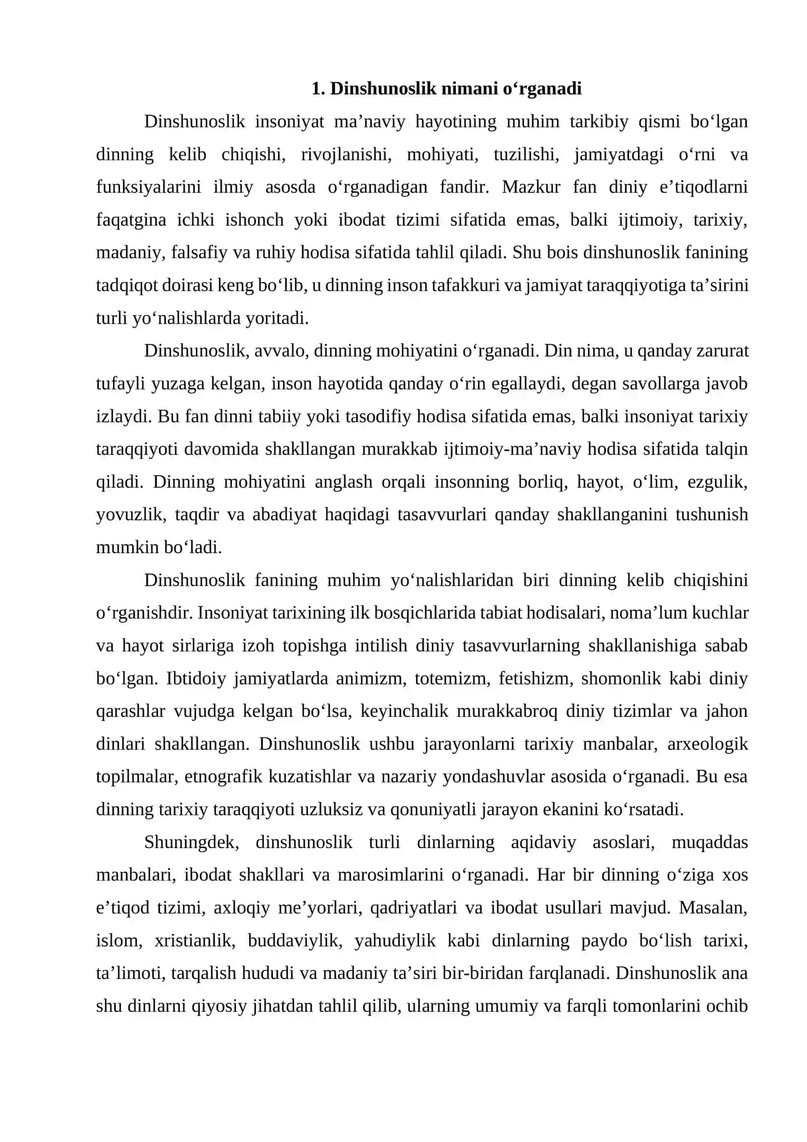 Dinshunoslik fanining predmeti 4