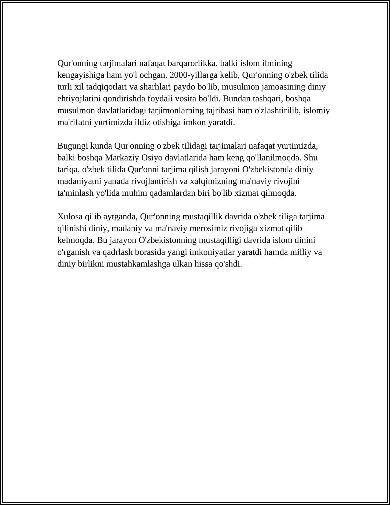 Qur'onning O'zbek Tiliga Tarjima Qilinishi va Tushintirilishi 4