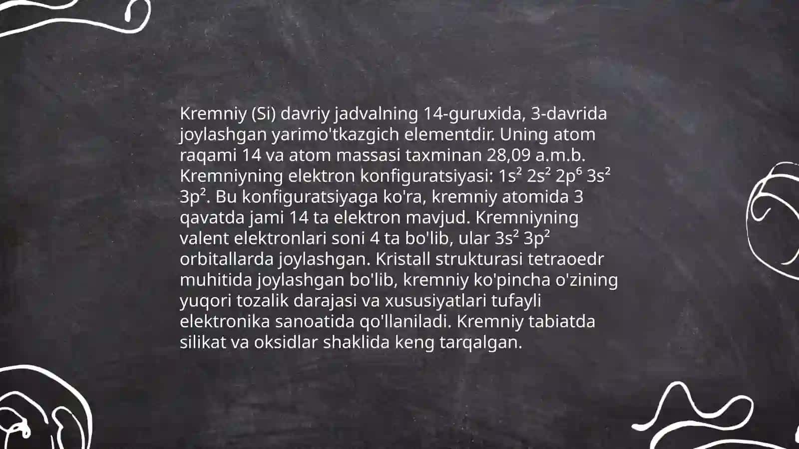Kremniy. Kremniyni davriy sistemadagi orni va atom tuzulishi 4