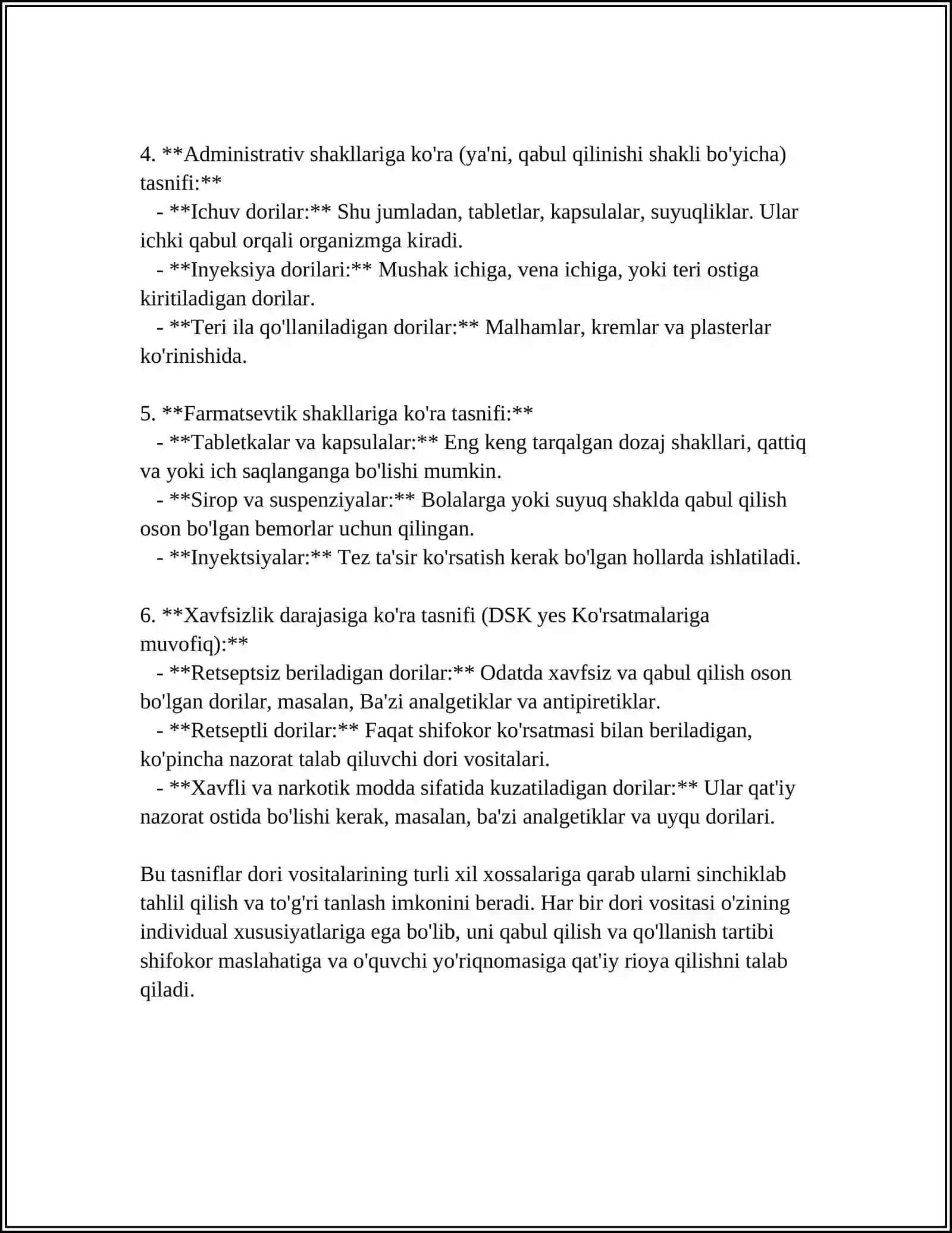 DORI VOSITALAR NAMENKULATURASI 4