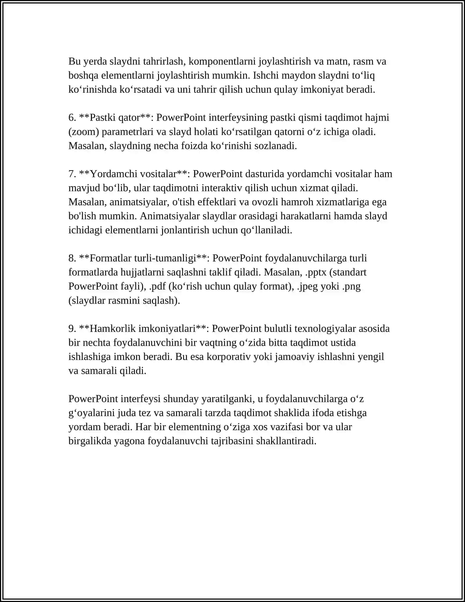 POWER POINT DASTURIDA TAQDIMOT YARATISH 4
