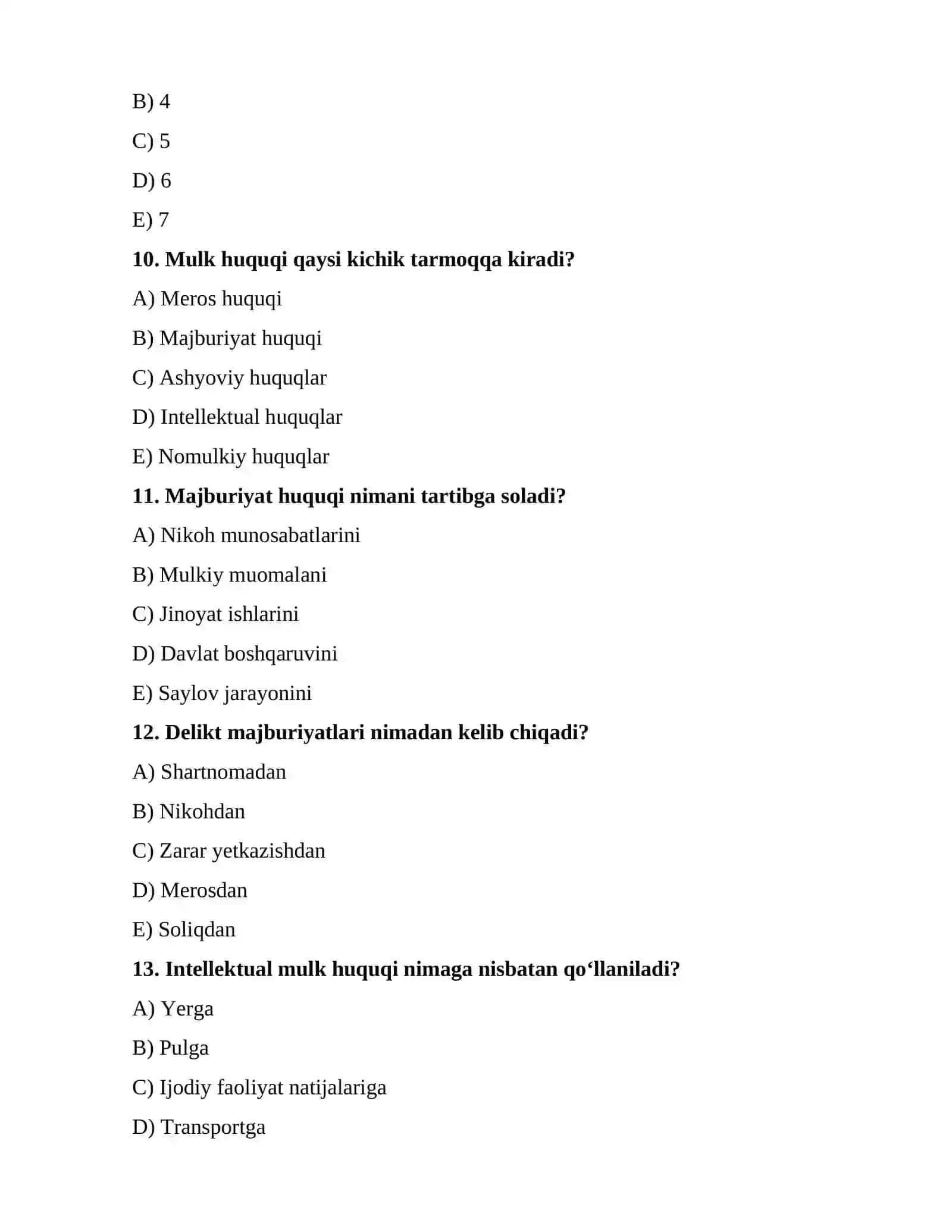 FUQAROLIK HUQUQIGA KIRISH Testi 4