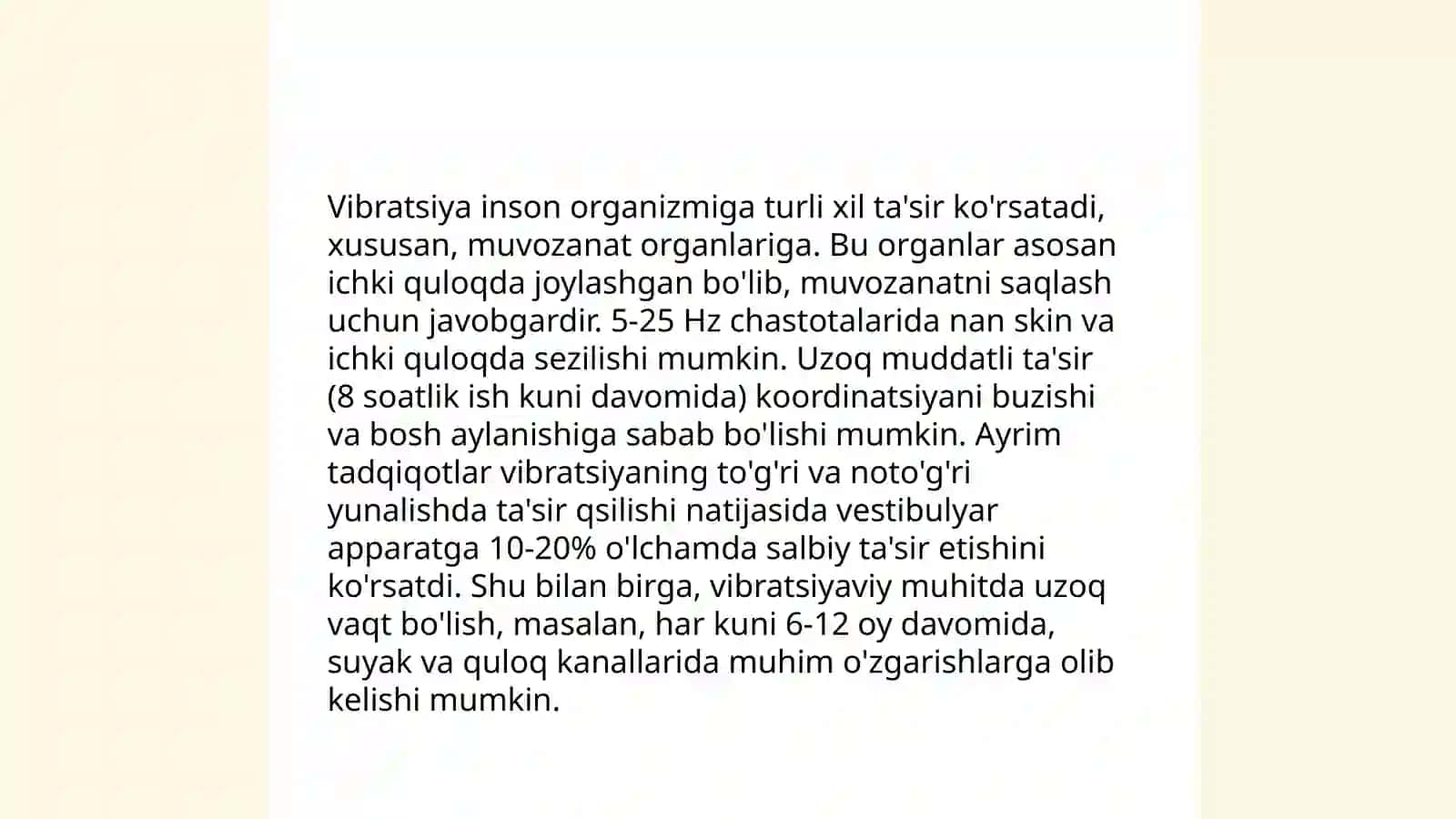 Vibratsiyaning eshitish va muvozanat organlariga taʼsiri 4