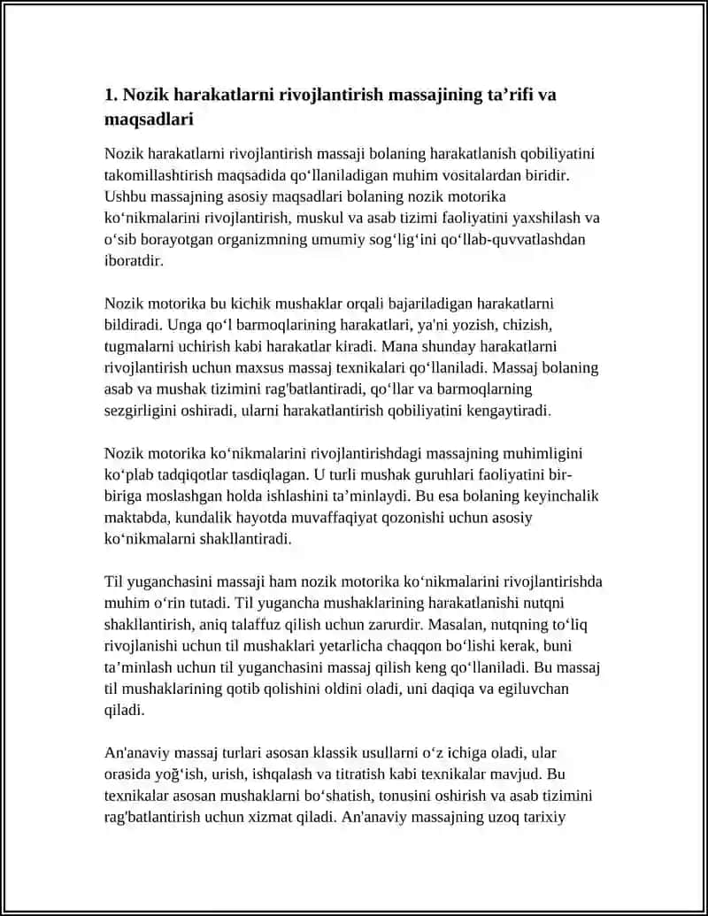 NOZIK HARAKATLARNI RIVOJLANTIRISH MASSAJ. TIL YUGANCHASINI MASSAJI 4