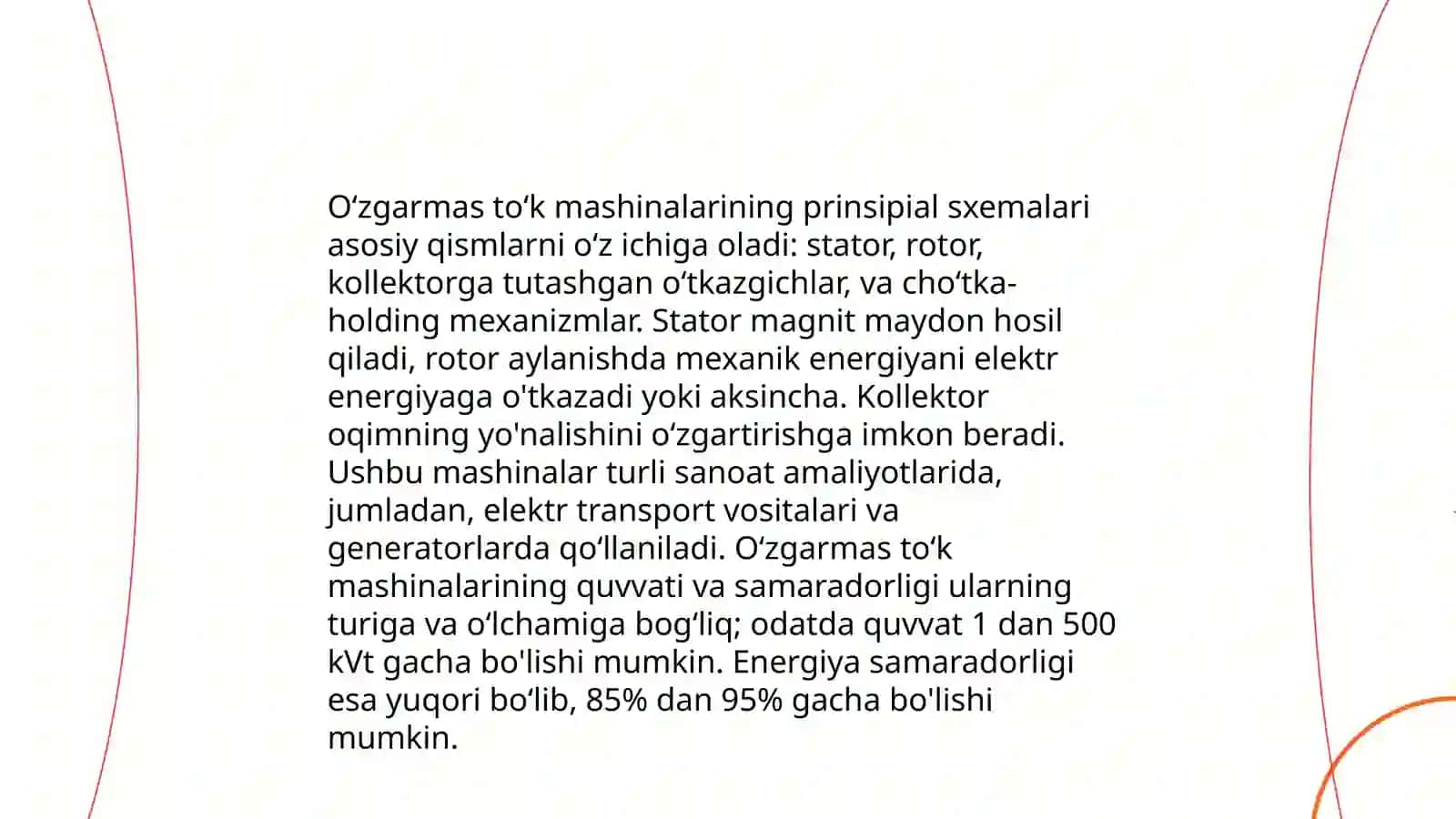O‘zgarmas to‘k mashinalarining tavsiflari. O‘zgaruvchan to‘k mashinalarining tavsiflari 4