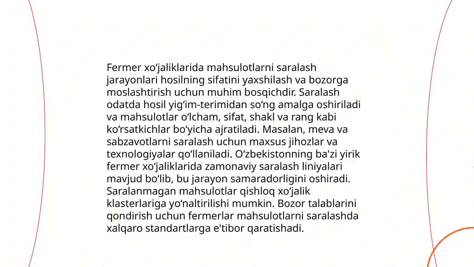 Mahsulotlarga birlamchi ishlov berish va marketing xizmati ko'rsatishda ilg'or fermer xo'jaliklaridagi texnologik jarayonlar 4